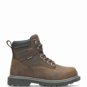 Wolverine Floorhand 6" Steel Toe Werklaarzen Dames Donkerbruin | YYG4543EZ