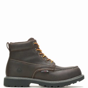 Wolverine Floorhand Moc-Toe 6" Steel-Toe Werklaarzen Heren Donkerbruin | BUD6730AU