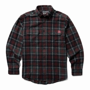 Wolverine Glacier Heavyweight Long Sleeve Flannel Overhemd Heren Zwart Rood | HPD669XS