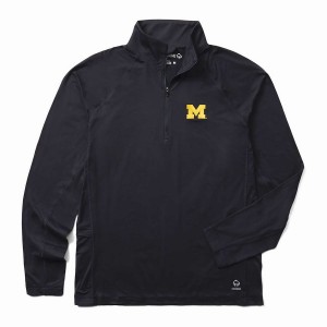 Wolverine x Valiant University of Michigan Sun-Stop Eco Half Zip T-shirts Heren Donkerblauw | ITG3949DV