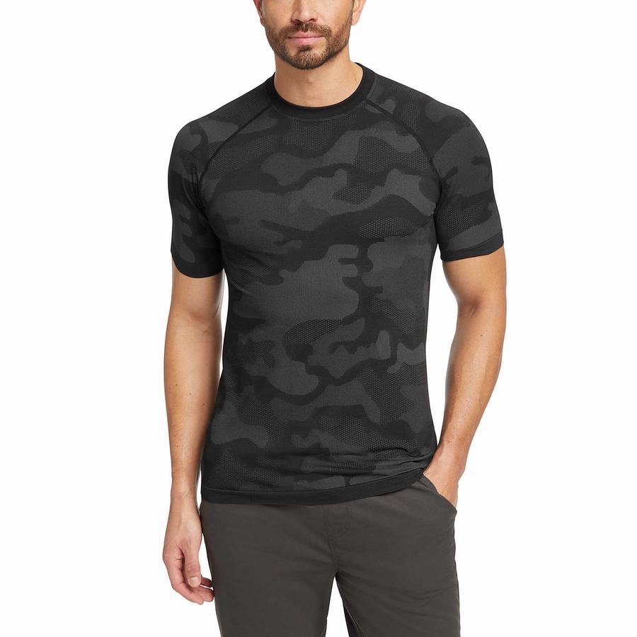 Wolverine Camo Mesh Crew Neck Undershirt T-shirts Heren Zwart | BZD6628OT