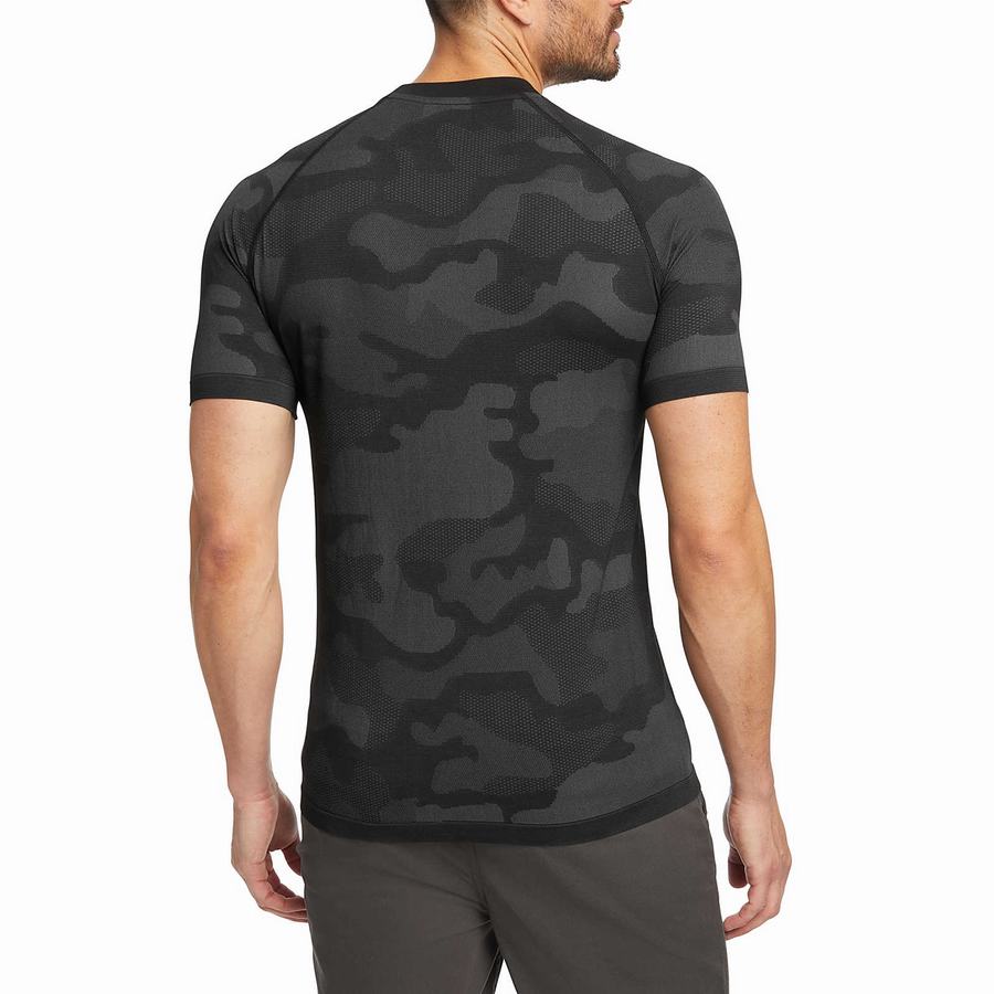 Wolverine Camo Mesh Crew Neck Undershirt T-shirts Heren Zwart | BZD6628OT