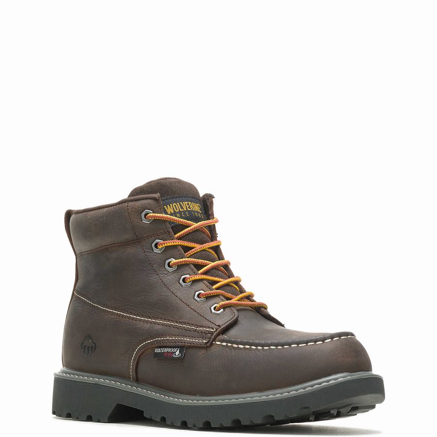 Wolverine Floorhand Moc Toe 6” Werklaarzen Heren Donkerkoffie | LZM9356BI