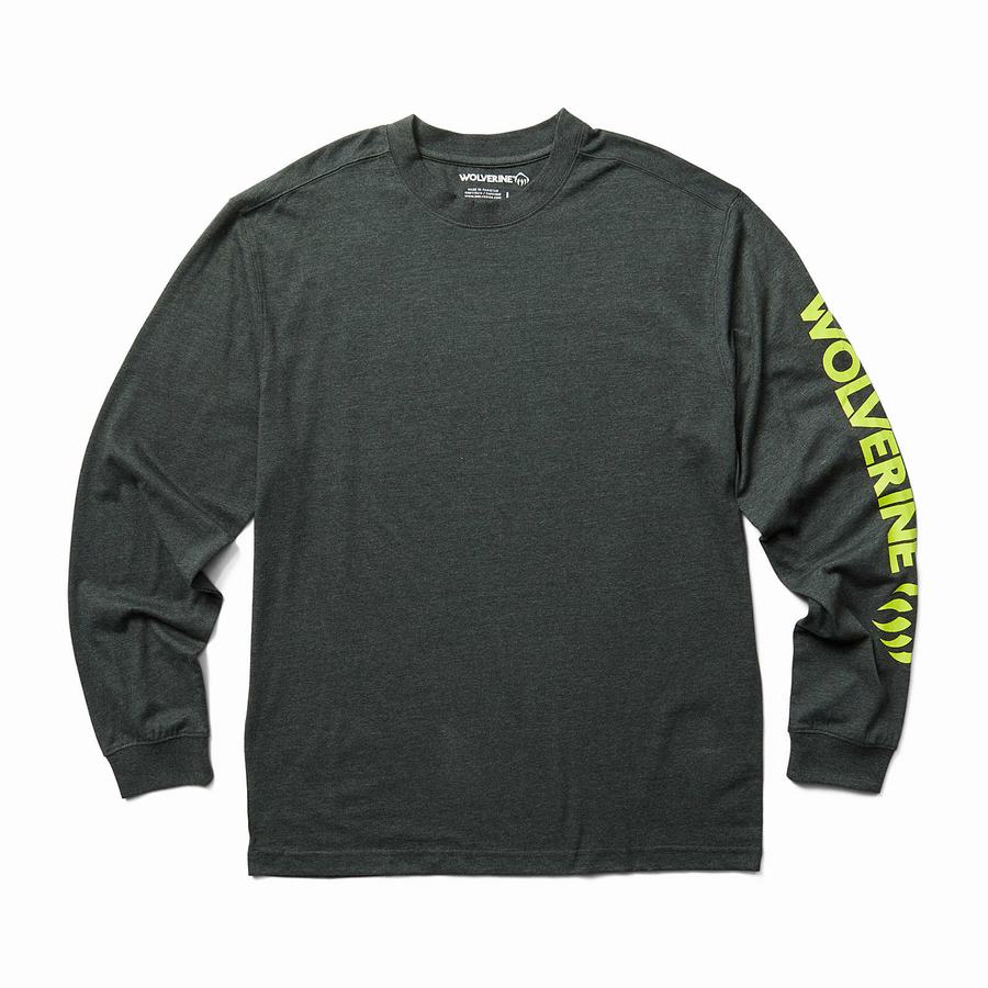 Wolverine Graphic Long Sleeve - Sleeve Logo T-shirts Heren Donkergrijs | CGA1130WL