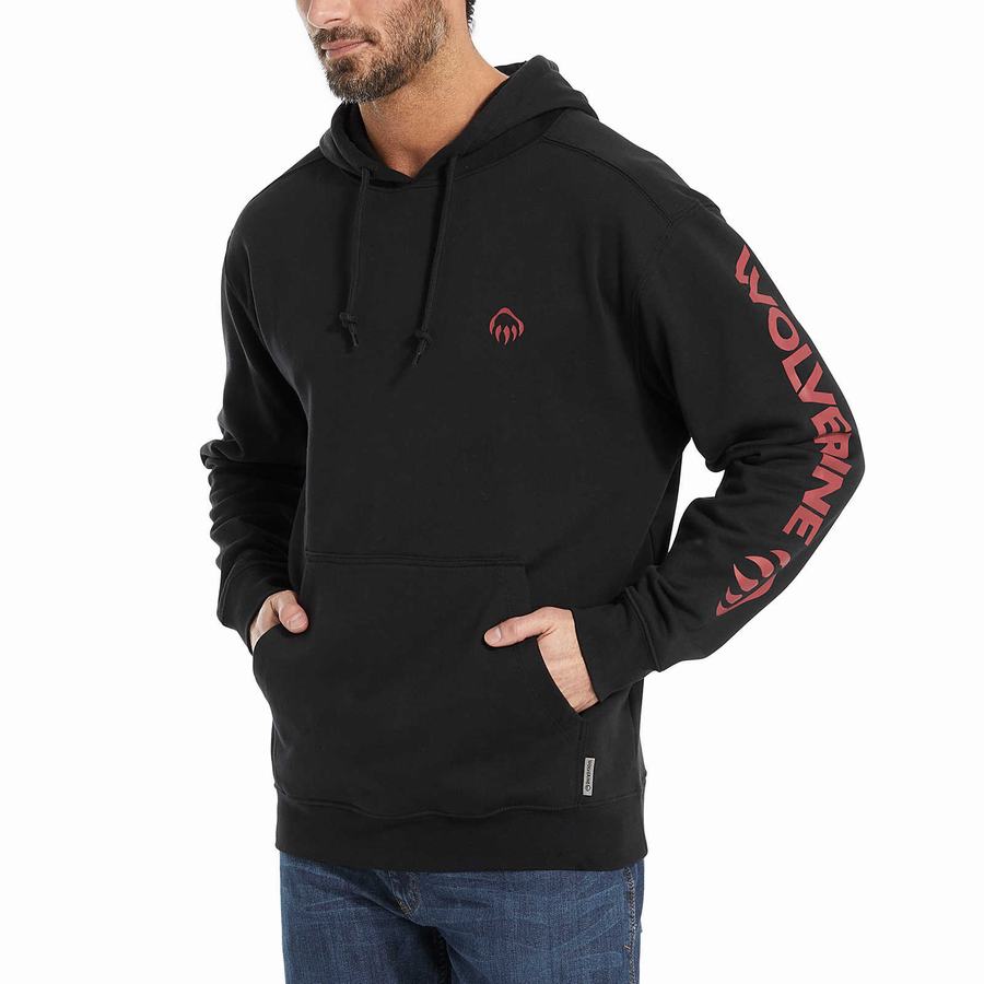 Wolverine Graphic- Sleeve Logo Hoodie Heren Zwart | TUC4665KT