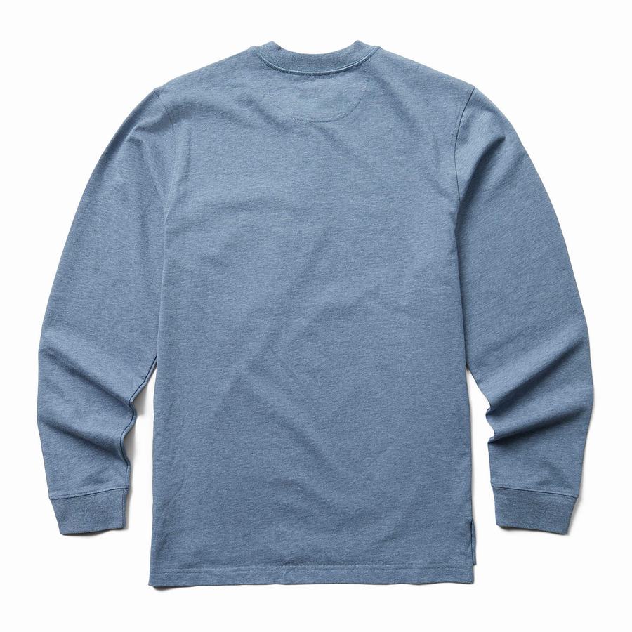 Wolverine Guardian Cotton™ Long Sleeve Henley T-shirts Heren Blauw | SLE5069JD