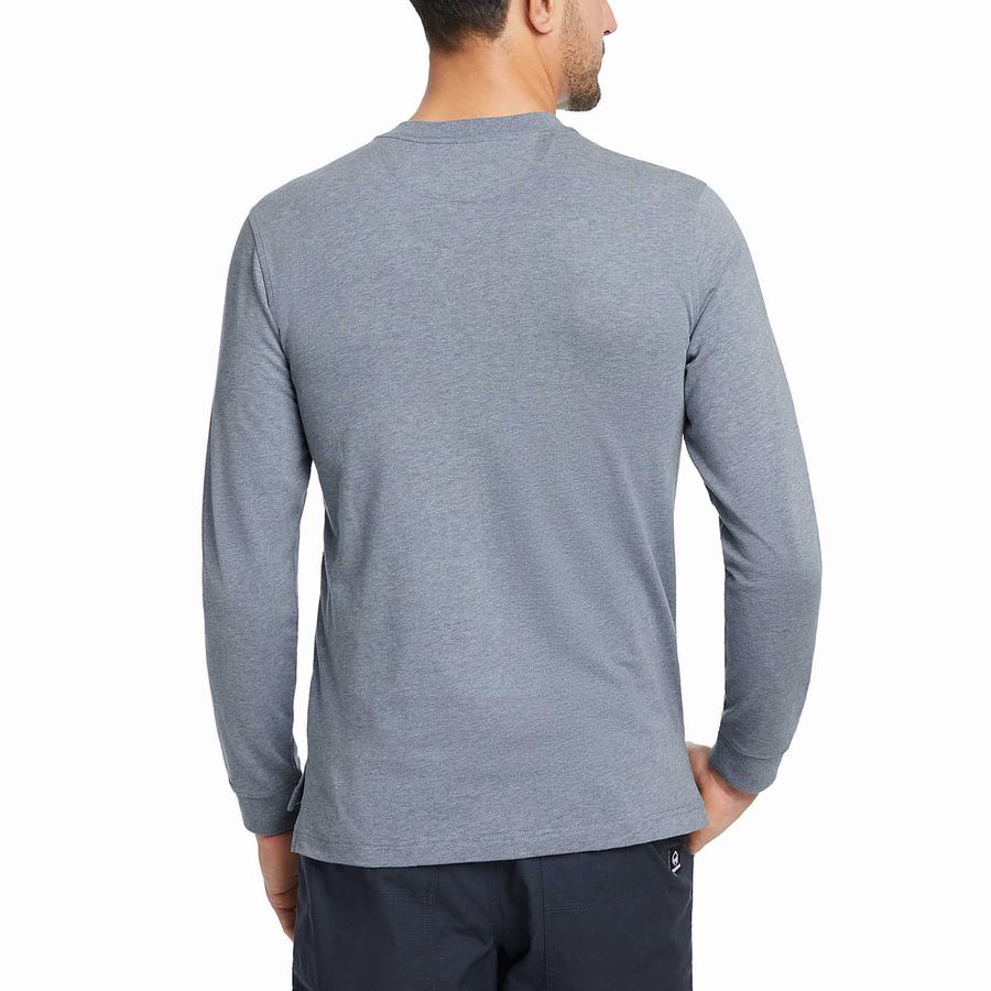 Wolverine Guardian Cotton™ Long Sleeve Henley T-shirts Heren Blauw | SLE5069JD