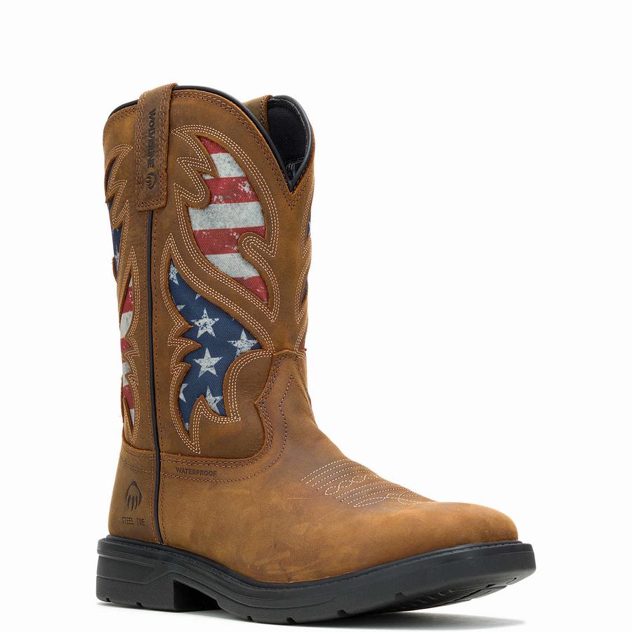 Wolverine Rancher Flag Steel-Toe Wellington Laarzen Heren Bruin | IKD4268DC