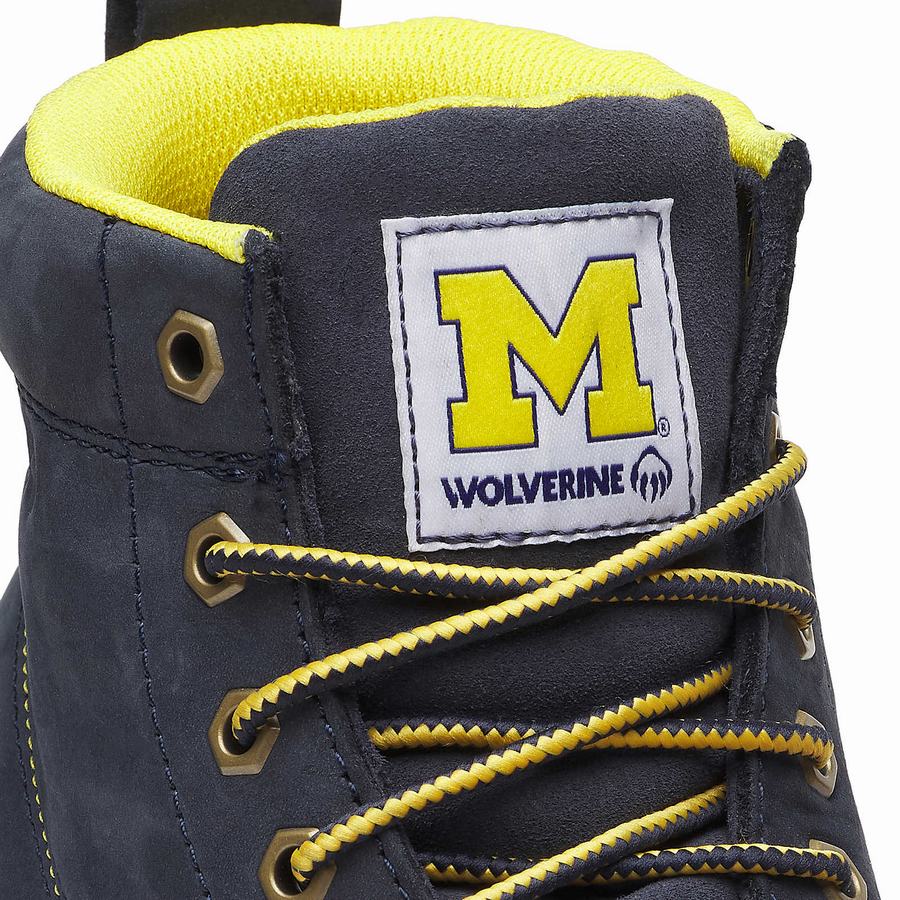 Wolverine x Valiant University of Michigan Floorhand Moc Toe Werklaarzen Heren Donkerblauw | CEG7253EF