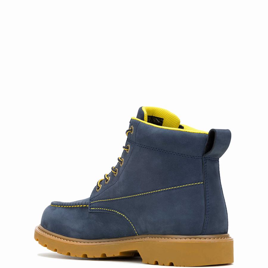 Wolverine x Valiant University of Michigan Floorhand Moc Toe Werklaarzen Heren Donkerblauw | CEG7253EF