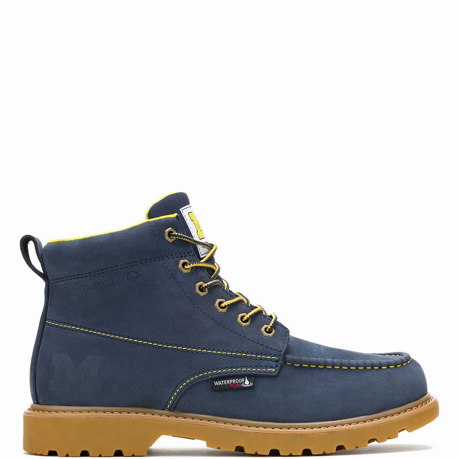 Wolverine x Valiant University of Michigan Floorhand Moc Toe Werklaarzen Heren Donkerblauw | CEG7253EF